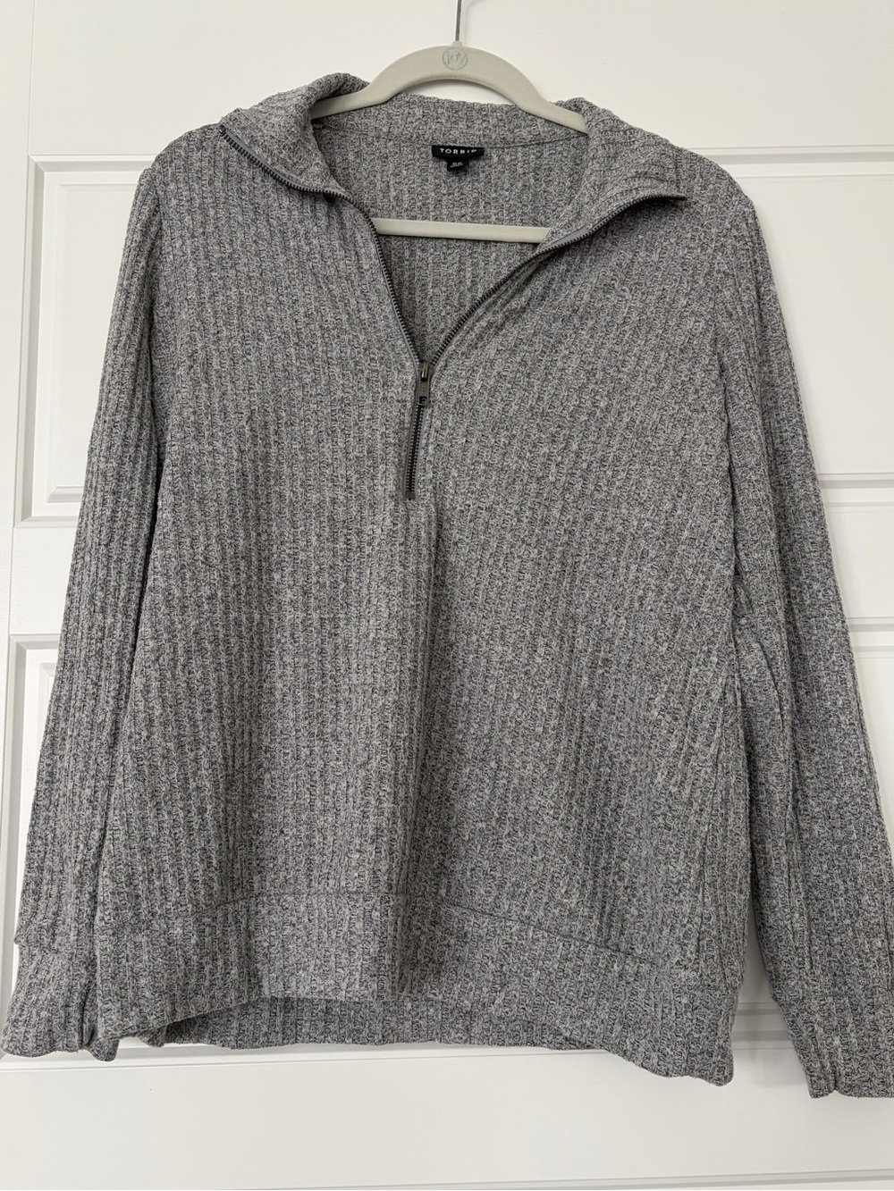 torrid Heather Gray Ribbed Half-Zip Pullover size 00